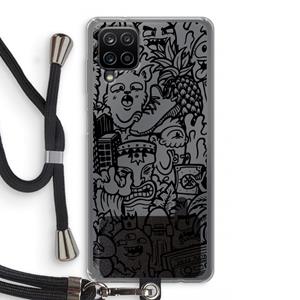 CaseCompany Vexx Black Mixtape: Samsung Galaxy A12 Transparant Hoesje met koord