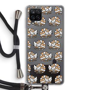 CaseCompany Slapende poes: Samsung Galaxy A12 Transparant Hoesje met koord