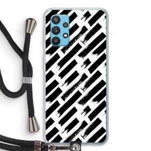 CaseCompany Zwarte vegen: Samsung Galaxy A32 4G Transparant Hoesje met koord