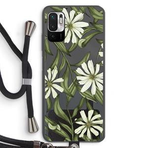 CaseCompany Wit bloemenpatroon: Xiaomi Redmi Note 10 5G Transparant Hoesje met koord