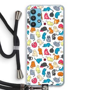 CaseCompany Kleurrijke katten: Samsung Galaxy A32 4G Transparant Hoesje met koord