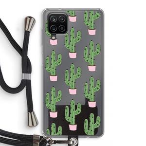 CaseCompany Cactus Lover: Samsung Galaxy A12 Transparant Hoesje met koord
