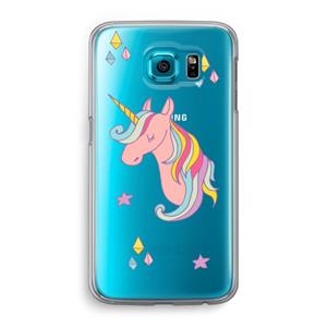 CaseCompany Roze eenhoorn: Samsung Galaxy S6 Transparant Hoesje