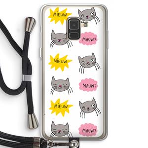CaseCompany Meow: Samsung Galaxy A8 (2018) Transparant Hoesje met koord