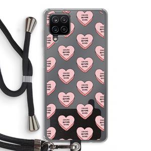 CaseCompany Chicks before dicks: Samsung Galaxy A12 Transparant Hoesje met koord