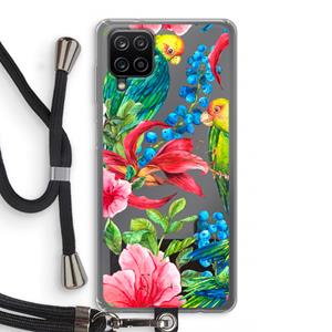 CaseCompany Papegaaien: Samsung Galaxy A12 Transparant Hoesje met koord