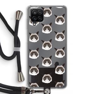 CaseCompany It's a Purrr Case: Samsung Galaxy A12 Transparant Hoesje met koord
