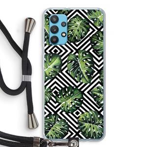 CaseCompany Geometrische jungle: Samsung Galaxy A32 4G Transparant Hoesje met koord