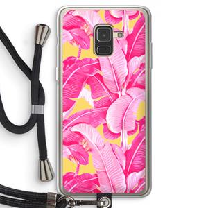 CaseCompany Pink Banana: Samsung Galaxy A8 (2018) Transparant Hoesje met koord