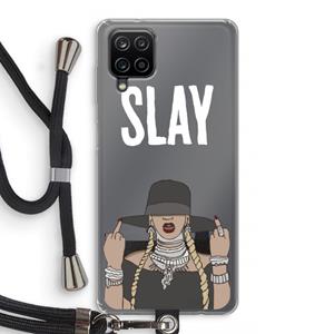CaseCompany Slay All Day: Samsung Galaxy A12 Transparant Hoesje met koord