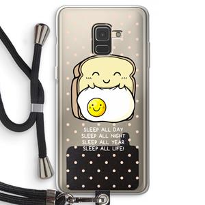 CaseCompany Sleep All Day: Samsung Galaxy A8 (2018) Transparant Hoesje met koord
