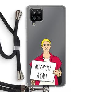 CaseCompany Gimme a call: Samsung Galaxy A12 Transparant Hoesje met koord