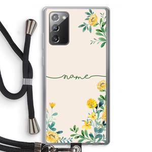 CaseCompany Gele bloemen: Samsung Galaxy Note 20 / Note 20 5G Transparant Hoesje met koord