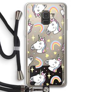 CaseCompany Rainbow Unicorn: Samsung Galaxy A8 (2018) Transparant Hoesje met koord