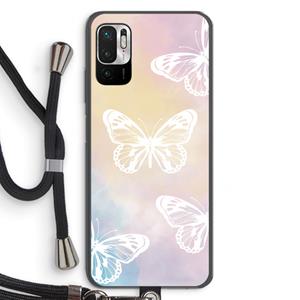CaseCompany White butterfly: Xiaomi Redmi Note 10 5G Transparant Hoesje met koord