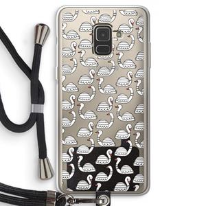 CaseCompany Zwanen: Samsung Galaxy A8 (2018) Transparant Hoesje met koord
