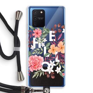 CaseCompany Hello in flowers: Samsung Galaxy Note 10 Lite Transparant Hoesje met koord