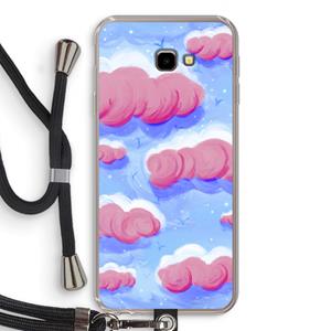 CaseCompany Roze wolken met vogels: Samsung Galaxy J4 Plus Transparant Hoesje met koord
