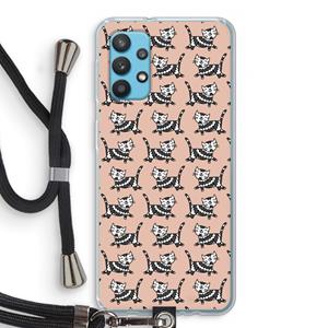 CaseCompany Zwarte poes: Samsung Galaxy A32 4G Transparant Hoesje met koord