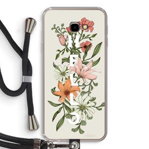 CaseCompany Hello bloemen: Samsung Galaxy J4 Plus Transparant Hoesje met koord