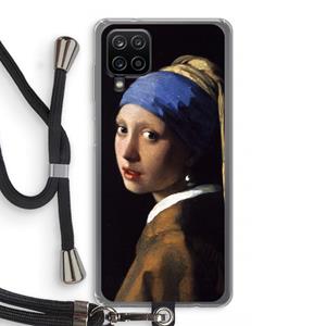 CaseCompany The Pearl Earring: Samsung Galaxy A12 Transparant Hoesje met koord