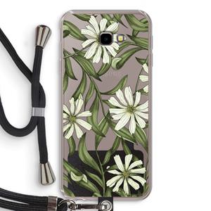 CaseCompany Wit bloemenpatroon: Samsung Galaxy J4 Plus Transparant Hoesje met koord