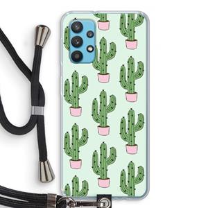 CaseCompany Cactus Lover: Samsung Galaxy A32 4G Transparant Hoesje met koord