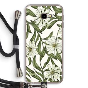 CaseCompany Wit bloemenpatroon: Samsung Galaxy J4 Plus Transparant Hoesje met koord