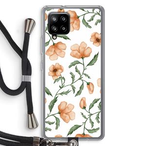 CaseCompany Peachy flowers: Samsung Galaxy A42 5G Transparant Hoesje met koord