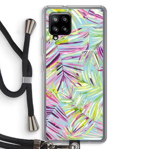 CaseCompany Tropical Palms Blue: Samsung Galaxy A42 5G Transparant Hoesje met koord