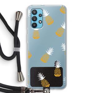 CaseCompany Ananasjes: Samsung Galaxy A32 4G Transparant Hoesje met koord