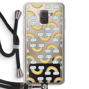 CaseCompany Regenboog: Samsung Galaxy A8 (2018) Transparant Hoesje met koord