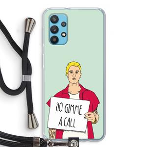 CaseCompany Gimme a call: Samsung Galaxy A32 4G Transparant Hoesje met koord