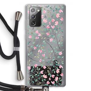 CaseCompany Sierlijke bloemen: Samsung Galaxy Note 20 / Note 20 5G Transparant Hoesje met koord