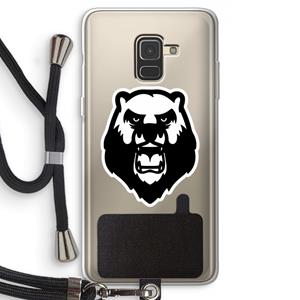 CaseCompany Angry Bear (white): Samsung Galaxy A8 (2018) Transparant Hoesje met koord