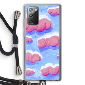 CaseCompany Roze wolken met vogels: Samsung Galaxy Note 20 / Note 20 5G Transparant Hoesje met koord