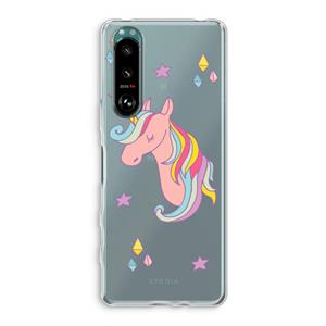 CaseCompany Roze eenhoorn: Sony Xperia 5 III Transparant Hoesje