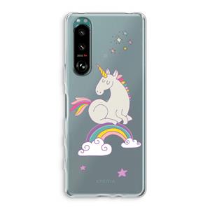 CaseCompany Regenboog eenhoorn: Sony Xperia 5 III Transparant Hoesje
