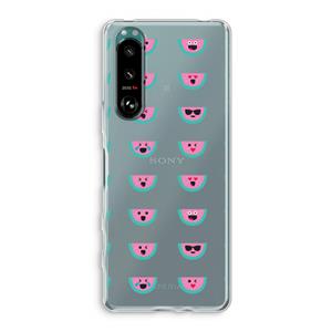 CaseCompany Smiley watermeloenprint: Sony Xperia 5 III Transparant Hoesje