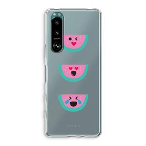 CaseCompany Smiley watermeloen: Sony Xperia 5 III Transparant Hoesje