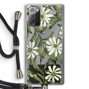 CaseCompany Wit bloemenpatroon: Samsung Galaxy Note 20 / Note 20 5G Transparant Hoesje met koord