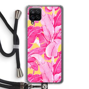 CaseCompany Pink Banana: Samsung Galaxy A12 Transparant Hoesje met koord