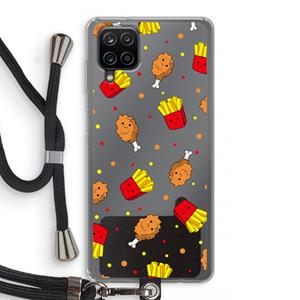 CaseCompany Chicken 'n Fries: Samsung Galaxy A12 Transparant Hoesje met koord