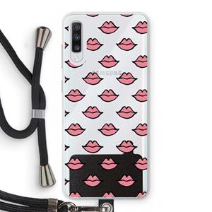 CaseCompany Lipjes: Samsung Galaxy A70 Transparant Hoesje met koord