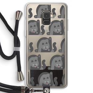 CaseCompany Cats: Samsung Galaxy A8 (2018) Transparant Hoesje met koord