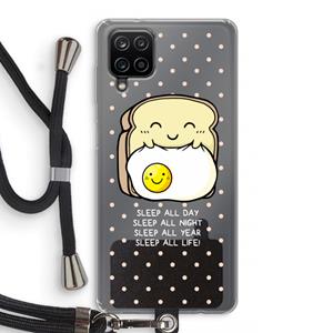 CaseCompany Sleep All Day: Samsung Galaxy A12 Transparant Hoesje met koord