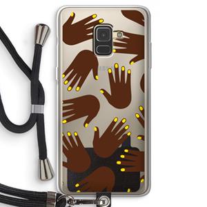 CaseCompany Hands dark: Samsung Galaxy A8 (2018) Transparant Hoesje met koord