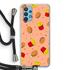 CaseCompany Chicken 'n Fries: Samsung Galaxy A32 4G Transparant Hoesje met koord