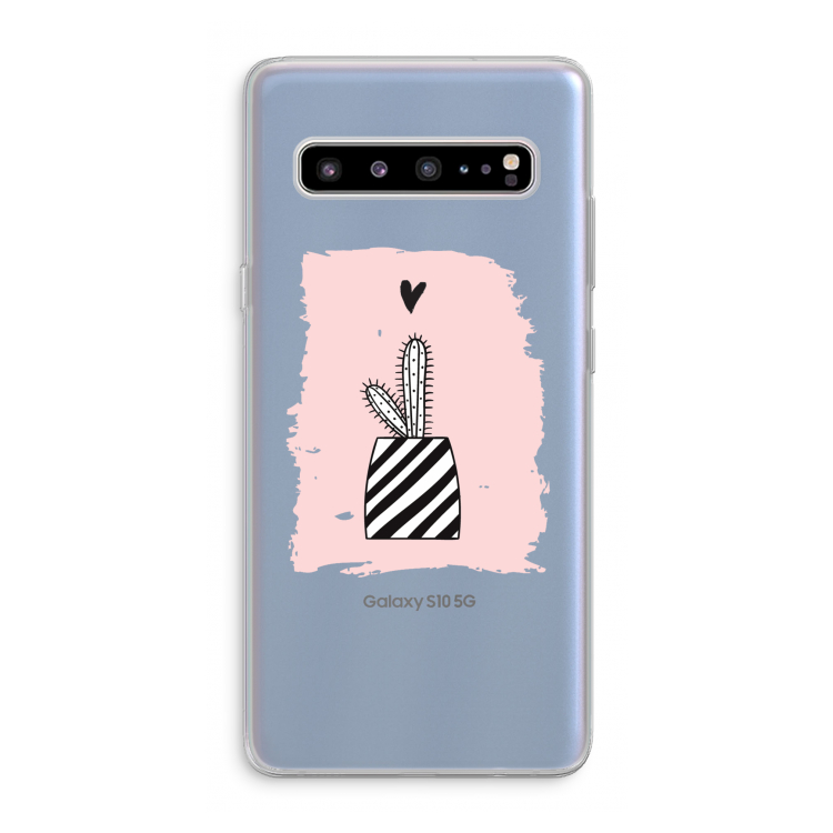 CaseCompany Zwart-wit cactus: Samsung Galaxy S10 5G Transparant Hoesje