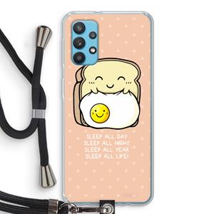 CaseCompany Sleep All Day: Samsung Galaxy A32 4G Transparant Hoesje met koord